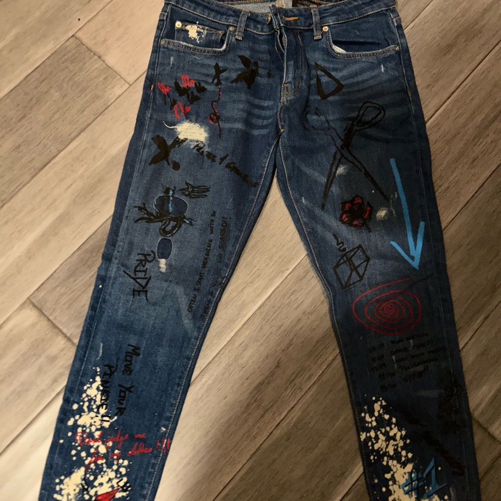 Zara painted jeans